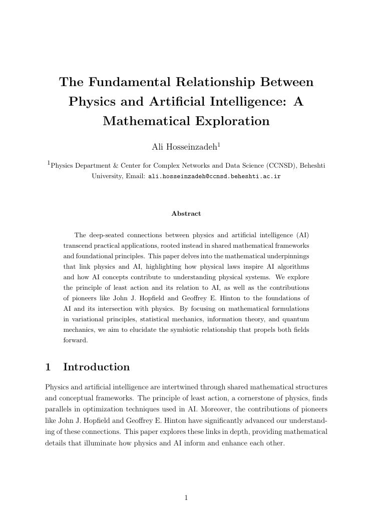 Cover of The Fundamental Relationship Between Physics and Artificial Intelligence